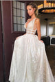 Sparkly A Line Deep V Neck Sweep Train Backless Sleeveless Sequins Wedding Dress OHD093 | Cathyprom