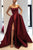 Burgundy Strapless Bodice Corset Long Sleeveless Evening Gowns With Leg Split, Prom Dress CA723