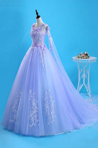 Unique Customize Long Lavender Tulle A Line Halter Formal Dress Prom Dress P2