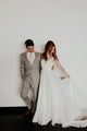 Sexy Spaghetti Straps Simple Wedding Dress V Neck Chiffon Beach Wedding Gown Backless YRL116|Cathyprom