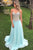 Sweetheart Light Sky Blue Sweep Train Prom Dress with Beading SH8428