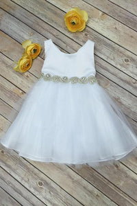 Sleeveless Scoop Knee-length Organza Beads Bowknot Flower Girl Dresses OHR028 | Cathyprom
