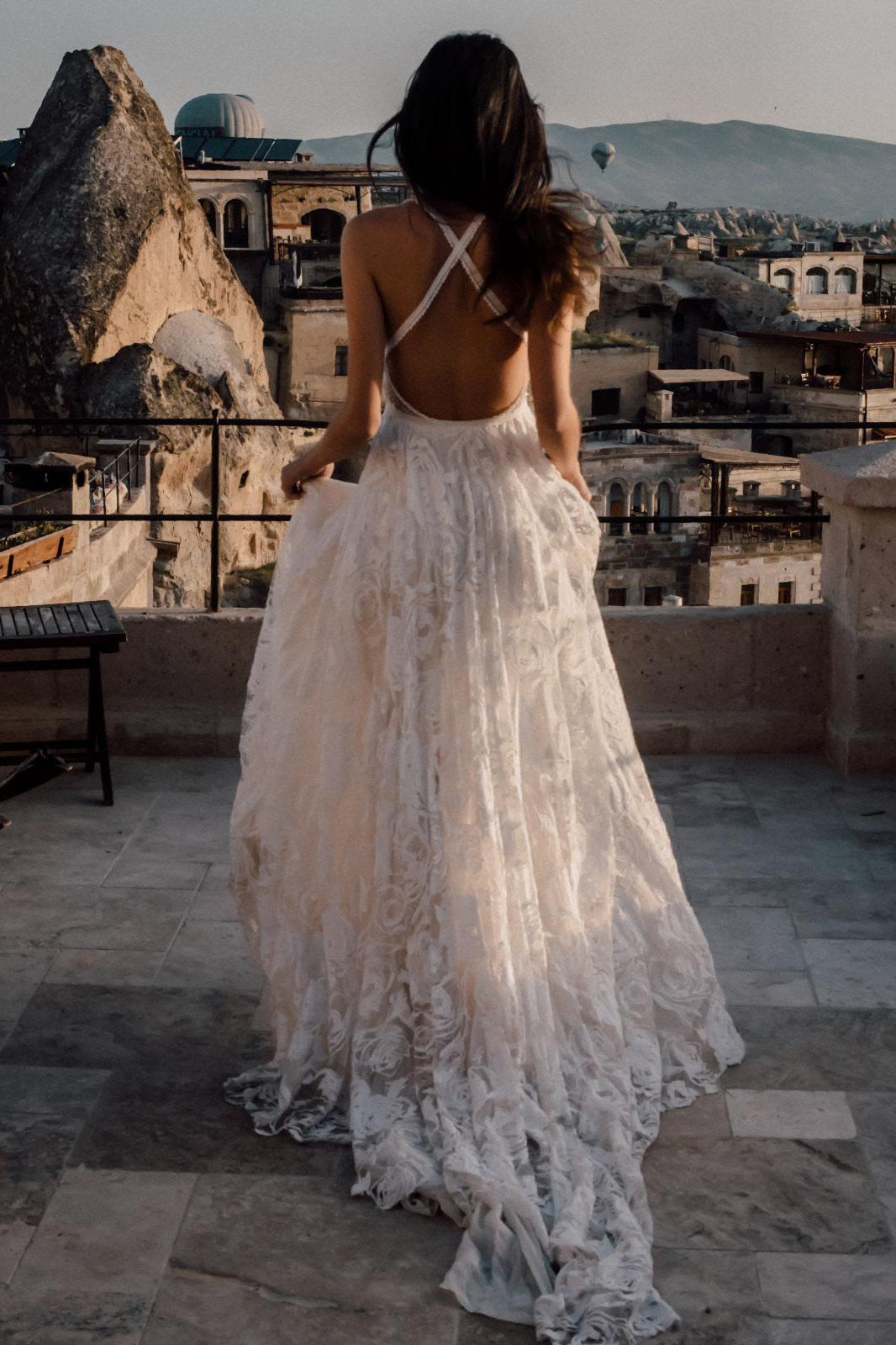 A Line Stunning Spaghetti Straps Lace Beach Wedding Dress Bridal Gown cathyprom A Line Stunning Spaghetti Straps Lace Beach Wedding Dress Bridal Gown cathyprom