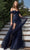 Blue Off Shoulder Sweetheart Neck Long Gown OB2796