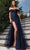 Blue Off Shoulder Sweetheart Neck Long Gown OB2796