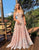 Pink A Line Lace Appliques Spaghetti Straps Long Prom Dresses LW1242