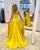 A-line Yellow Spaghetti Straps Beading Prom Dress WL1523