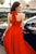 Simple Charming A Line Halter Sweep Train Sleeveless Open Back Long Red Chiffon Prom Dress OHC341 | Cathyprom