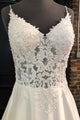 Satin Appliques A-Line Lace Satin Wedding Dresses Sweep Train Wedding Gown Bridal Gown OHD193