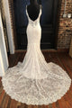 Spaghetti Straps Lace V Neck Wedding Dresses Mermaid Backless Wedding Gown Elegant Bridal Gown OHD196