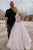 Cute Two Pieces V Neck Cap Sleeves Pink Lace Applique Long Tulle Prom Dress Party Dress OHC358 | Cathyprom