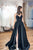 Simple A Line Spaghetti Straps Side Slit Sleeveless Long Black Satin Prom Dress OHC354 | Cathyprom