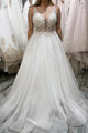 Ball Gown V Neck White Lace Wedding Dresses Bohemian Wedding Gown Custom Made Bridal Gown OHD189