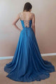Simple Royal Blue Sleeveless Chiffon Long Lace Up Prom Dress Backless Evening Dress OHC376 | Cathyprom