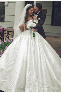Ball Gown Wedding Dresses Sequins Wedding Gown Off the Shoulder Custom Made Bridal Gown OHD184