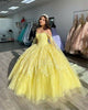 Yellow 3D Flowers Beaded Off The Shoulder Ball Gown Dresses JM8429