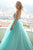 Unique A Line Lace Applique Sleeveless Backless Long Green Tulle Senior Prom Dress OHC360 | Cathyprom