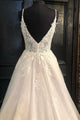 Ball Gown Lace Wedding Dresses A Line White Applique Wedding Gown Backless Bridal Gown OHD194