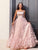 A-Line/Princess Tulle Flower Straps Floor-Length Sleeveless Dresses KF4196