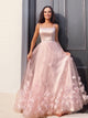 A-Line/Princess Tulle Flower Straps Floor-Length Sleeveless Dresses KF4196