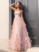 A-Line/Princess Tulle Flower Straps Floor-Length Sleeveless Dresses KF4196