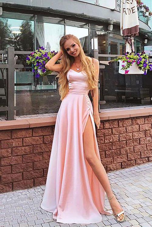 A Line Elegant Chiffon Pink Cheap Long Party Prom Dresses With Split S cathyprom A Line Elegant Chiffon Pink Cheap Long Party Prom Dresses With Split S cathyprom