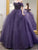 Dusty Purple Beaded Tulle Off The Shoulder Ball Gown Dresses NX1756