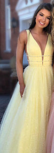 Gorgeous Deep V Neck Prom Dresses Evening Dresses Beading OHC142