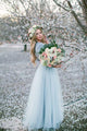 Deep V neck Boho Wedding Dress With Long Sleeve Rustic Wedding Dresses OHD214